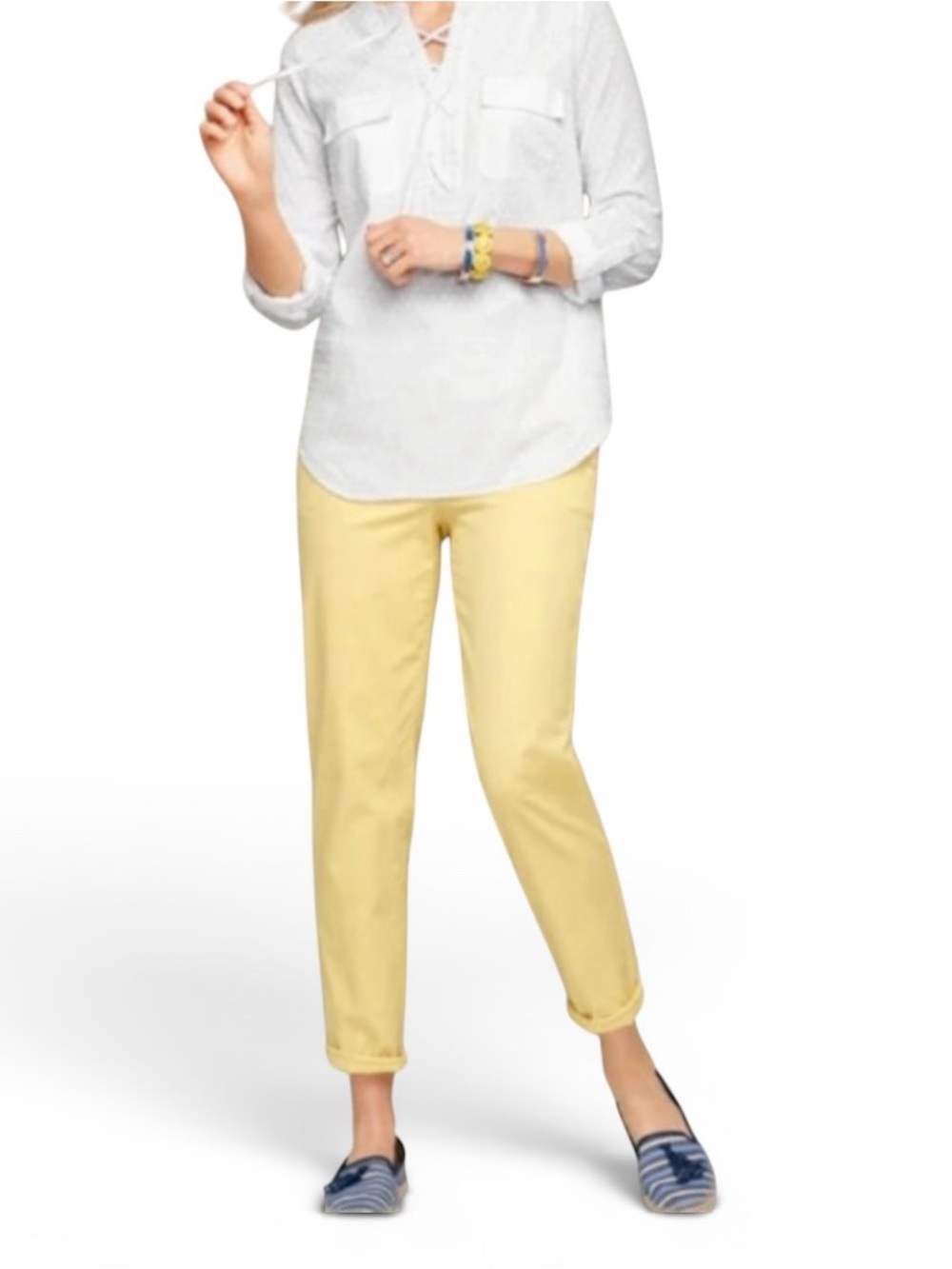 NWT Talbots weekend chino pale Yellow Cropped Ankle Pants size 14